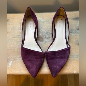 JCrew Wine Suede D’Orsay Flats Size 8